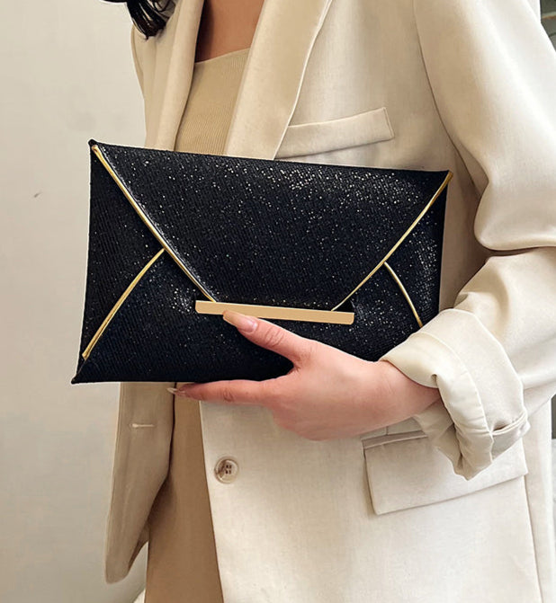 Pochette de soirée  noir chic paillette 