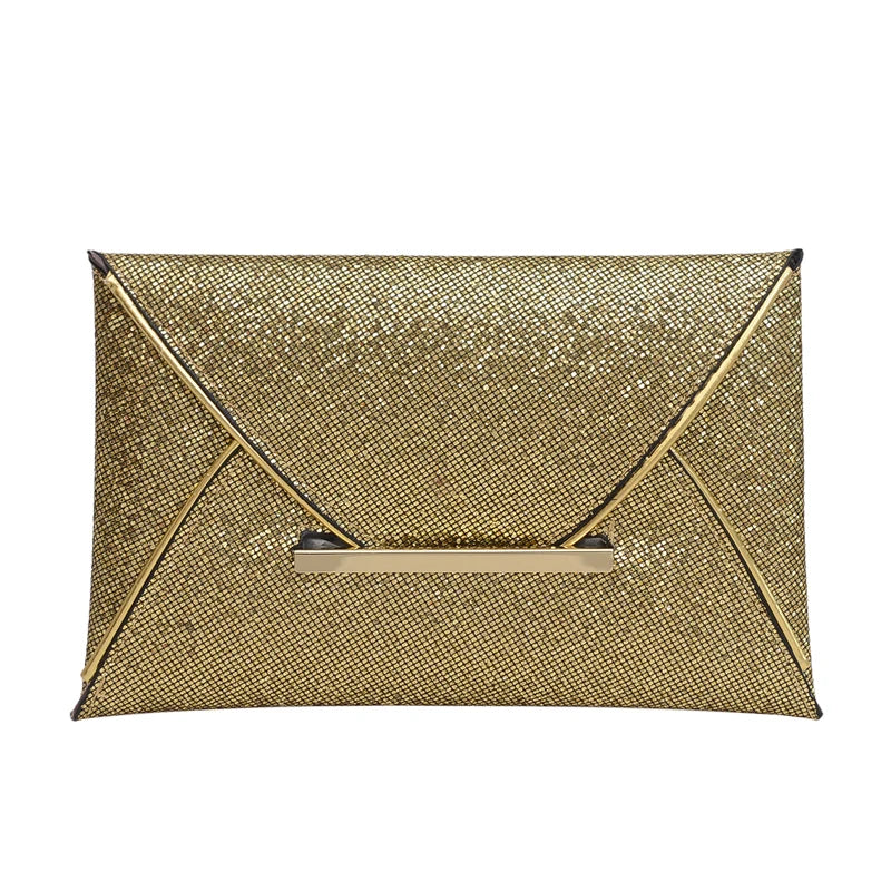 Pochette de soiree or doree scintillant