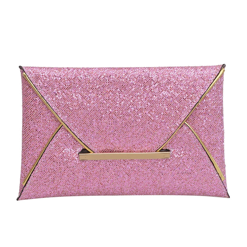 Pochette de soiree rose scintillant
