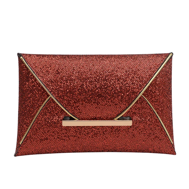 Pochette de soiree rouge rubis scintillant