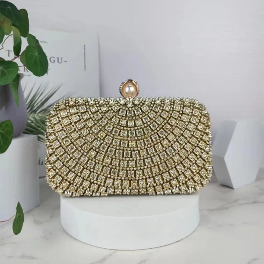 Pochette dorée mariage strass 