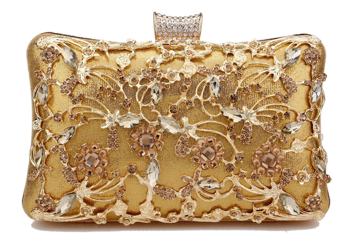 Pochette  doree soiree  ceremonie or et strass ambre version  jaune