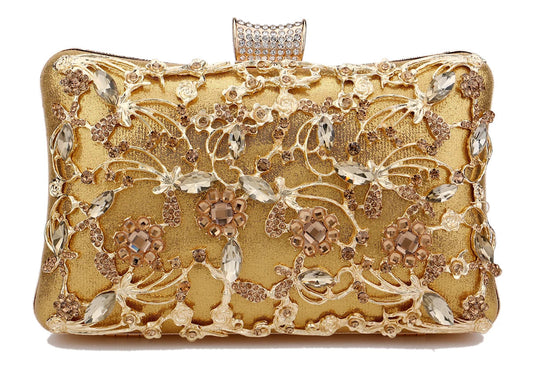 Pochette  doree soiree  ceremonie or et strass ambre version  jaune