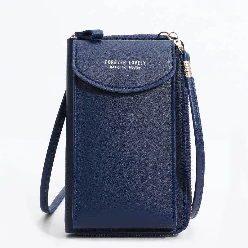 Pochette en bandouliere femme  telephone  Rabat arrondi  bleu nuit