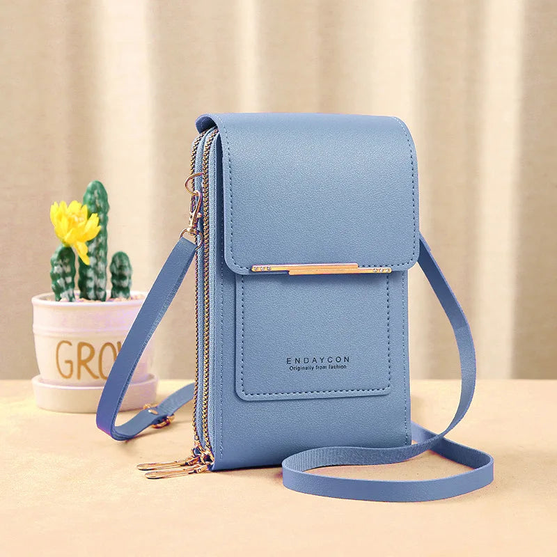 Pochette en bandouliere femme  telephone  Rabat droit  bleu ciel