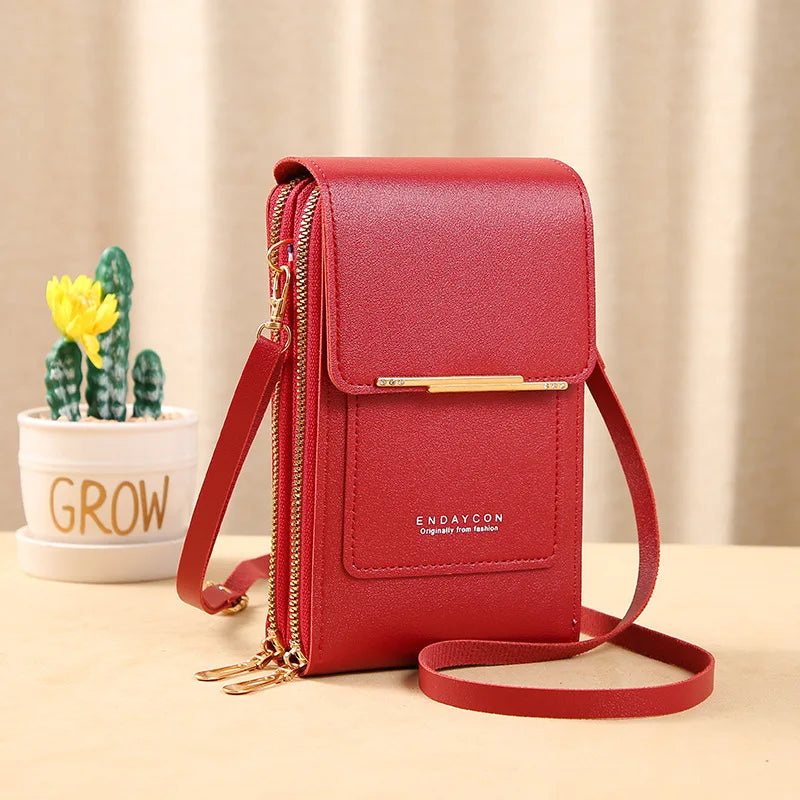 Pochette en bandouliere femme  telephone  Rabat droit  rouge