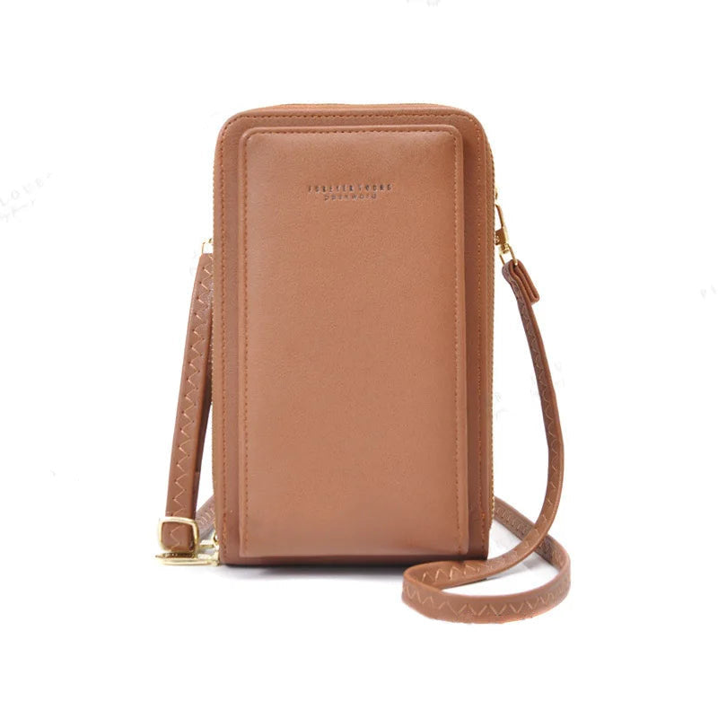 Pochette en bandouliere femme  telephone   sans Rabat  fauve