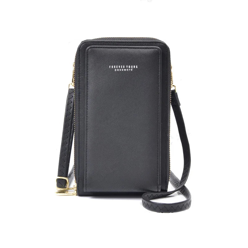 Pochette en bandouliere femme  telephone   sans Rabat noire