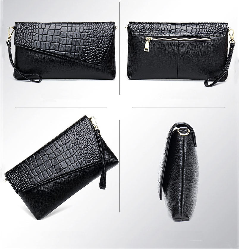 Pochette en cuir femme bandoulière 4 cotés