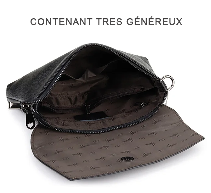 Pochette en cuir femme bandoulière capacité généreuse