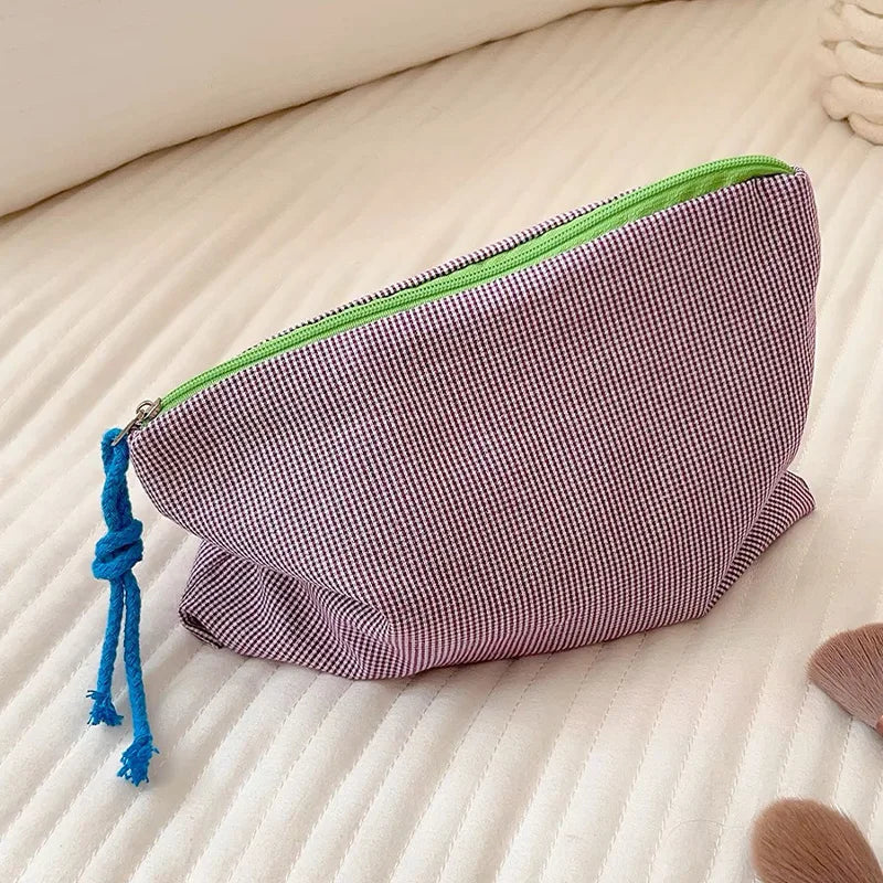  Pochette en tissu zippée vichy visuel  violet