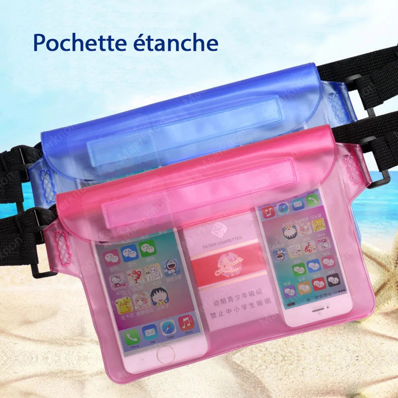 Pochette étanche sports nautiques baignades loisirs aquatiques set rose bleu 