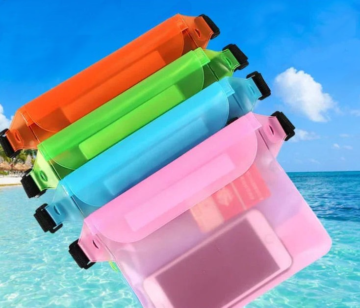 Pochette étanche sports nautiques baignades loisirs aquatiques set rose bleu vert orange