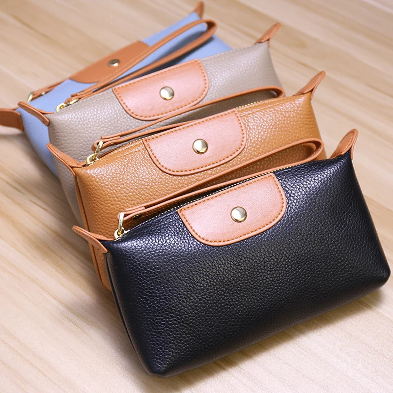 Pochette femme cuir bicolores 