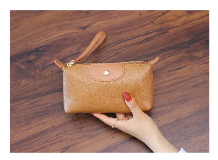 Pochette femme cuir camel 