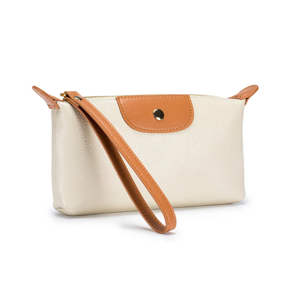 Pochette femme cuir ivoire  bicolore 