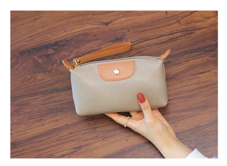 Pochette femme cuir marron glacé bicolore