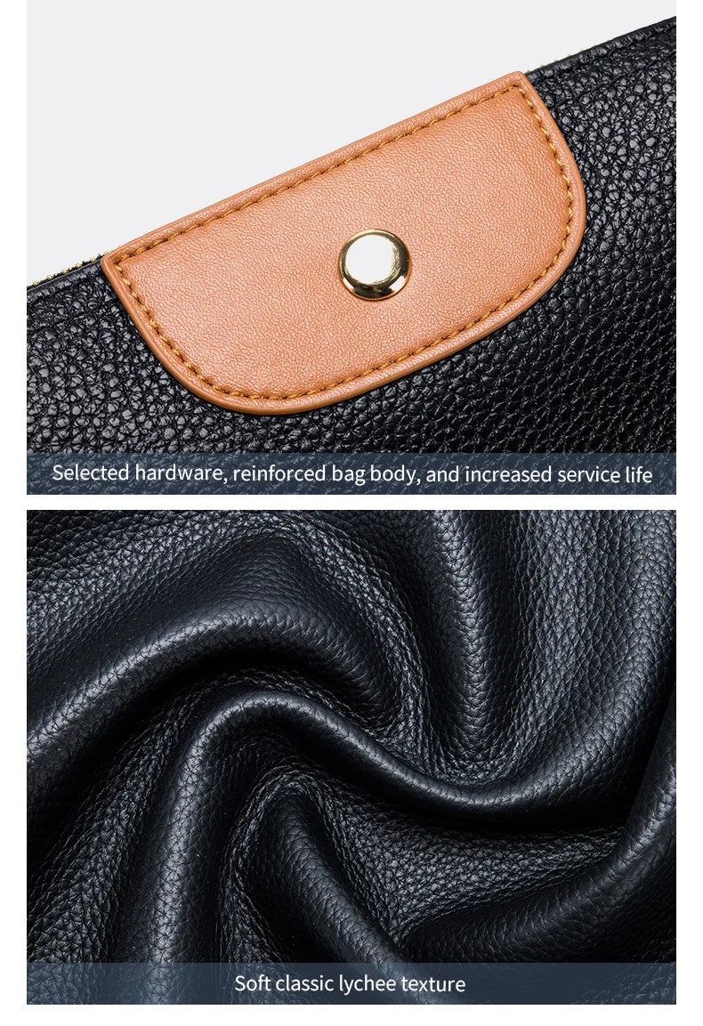 Pochette femme cuir noire  details bicolore 