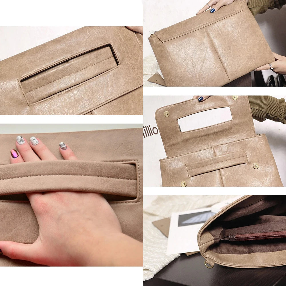 Pochette femme design beige cafe au lait details 