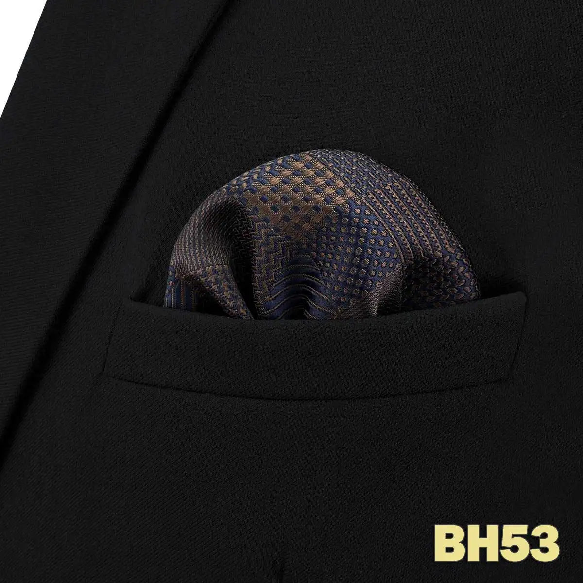Pochette homme costume bleu ardoise, moka, taupe
