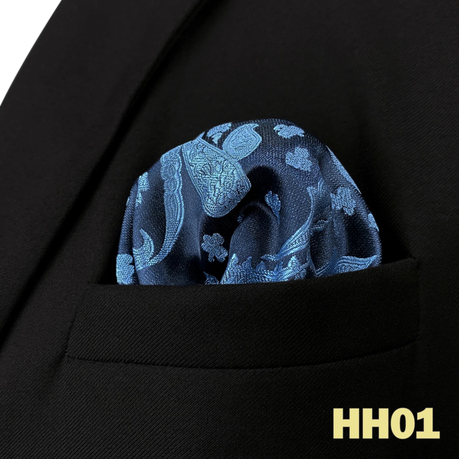 Pochette homme costume bleu argente cachemire bleu ciel