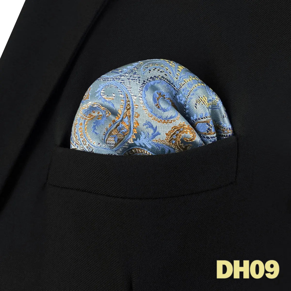 Pochette homme costume cachemire bleu azur orange jaune pastel