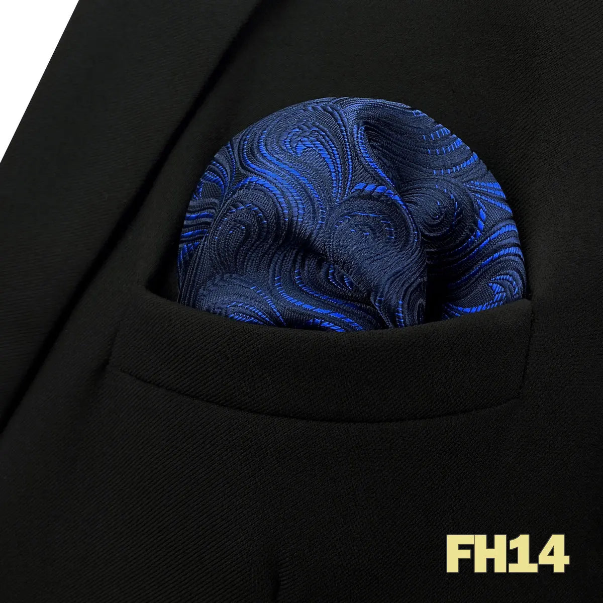 Pochette homme costume cachemire bleu electrique et noir