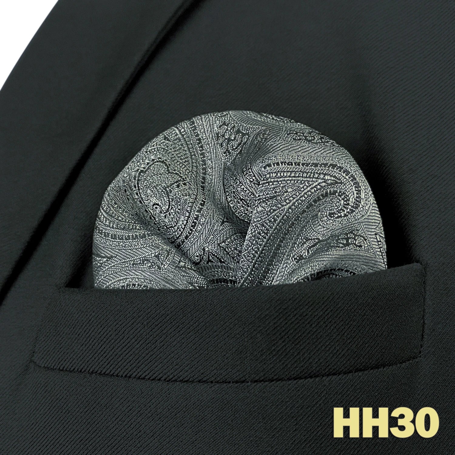 Pochette homme costume cachemire gris clair et noir