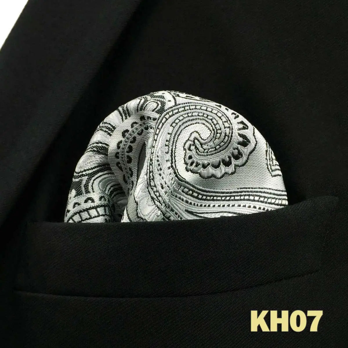 Pochette homme costume cachemire noir gris et blanc