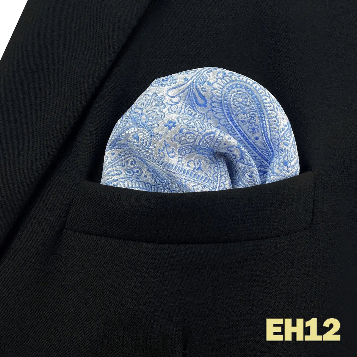 Pochette homme costume motif Cachemire bleu et blanc