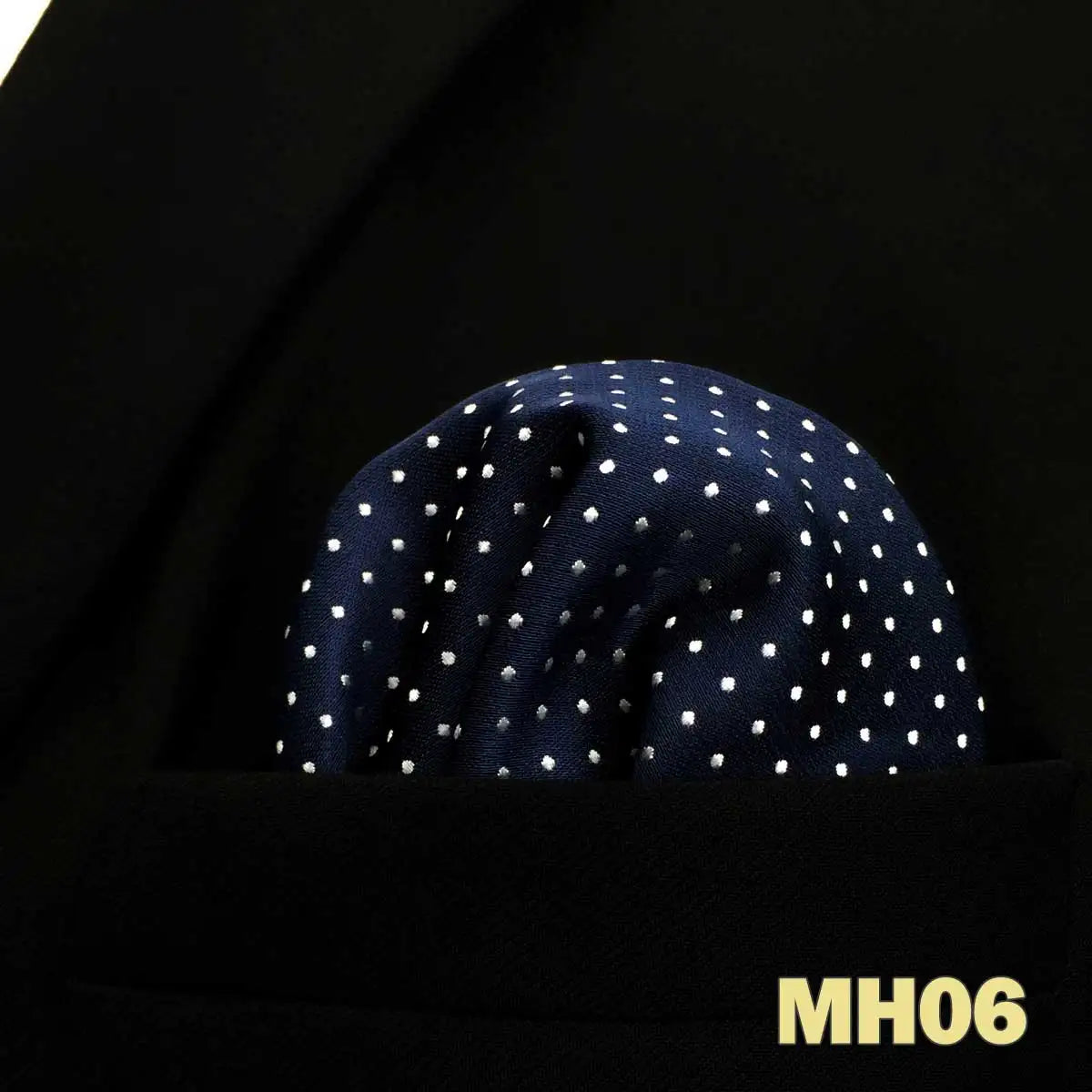 Pochette homme costume motif bleu nuit pois blancs