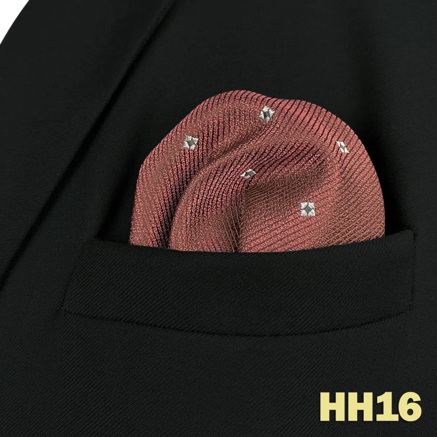 Pochette homme costume rouge brique et mini carreaux blanc
