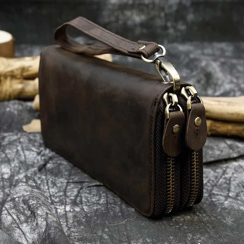 Pochette homme cuir véritable dragonne