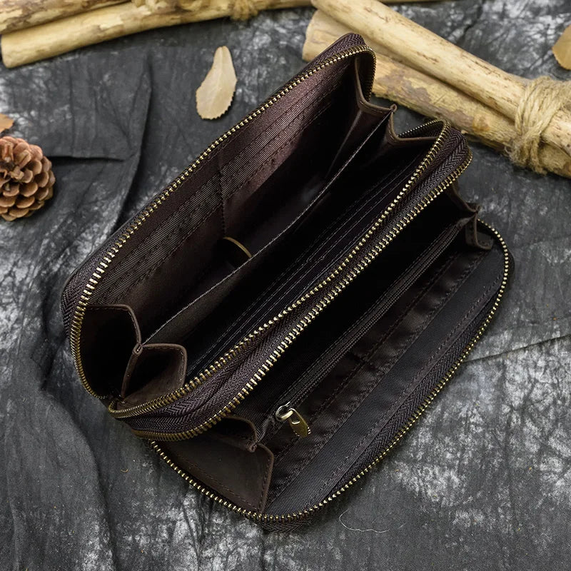 Pochette homme cuir véritable dragonne  ouverte