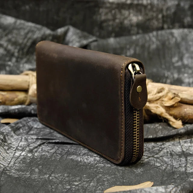 Pochette homme cuir veritable dragonne cafe noir - 1 Zip