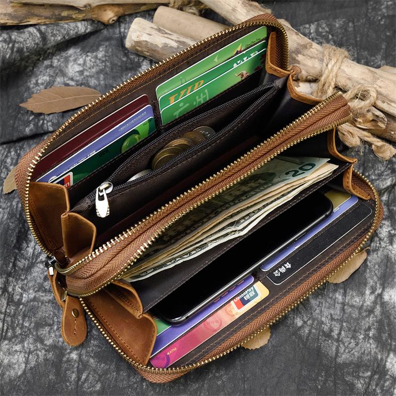 Pochette homme cuir veritable dragonne cuir naturel multi compartiments