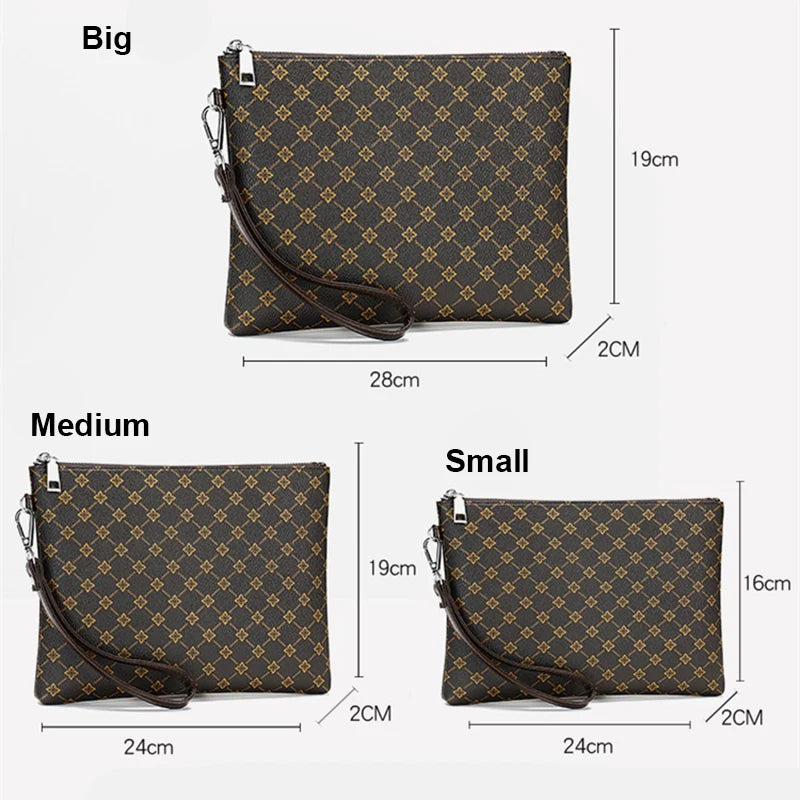 Pochette homme Luxe damier 3 tailles dimensions