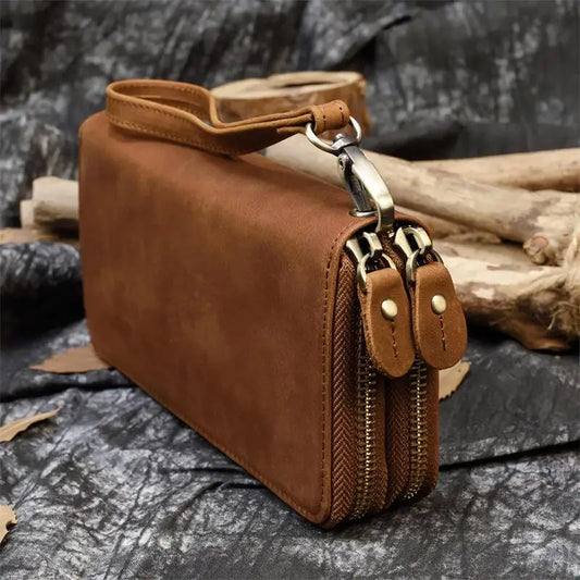 Pochette homme cuir véritable dragonne 