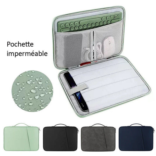 Pochette iPad visuel intérieur et coloris vert pastel noir gris bleu outremer