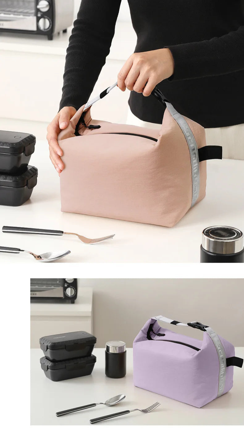 Pochette isotherme   Rose pale + parme visuel lunch bureau 