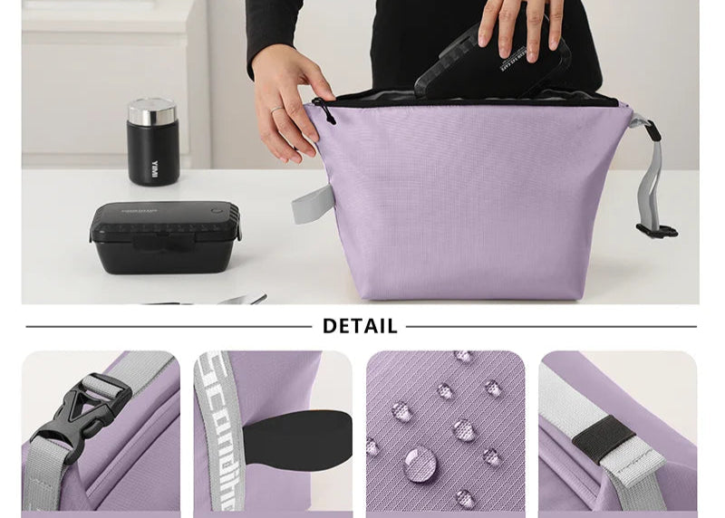 Pochette isotherme parme en situation 