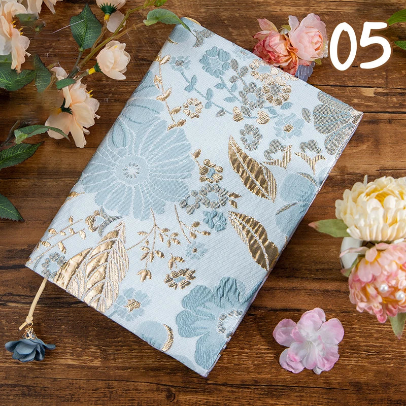 Pochette livre artistique anemone  bleue et doree