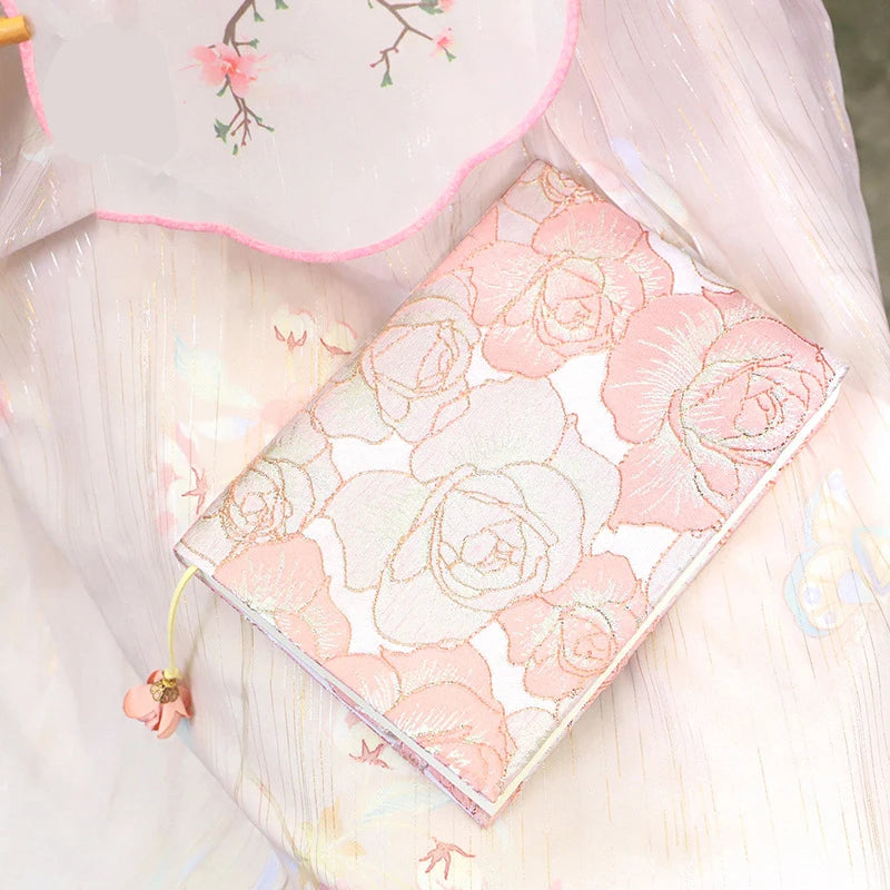 Pochette livre artistique fleurs motif rose orange