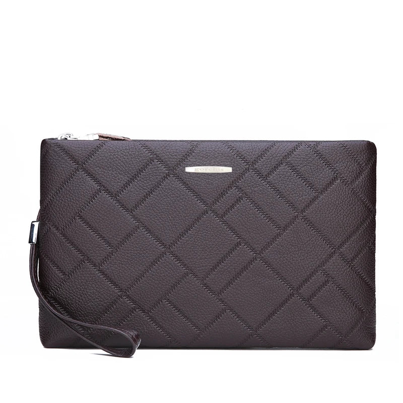 Pochette luxe homme moka Design carreaux