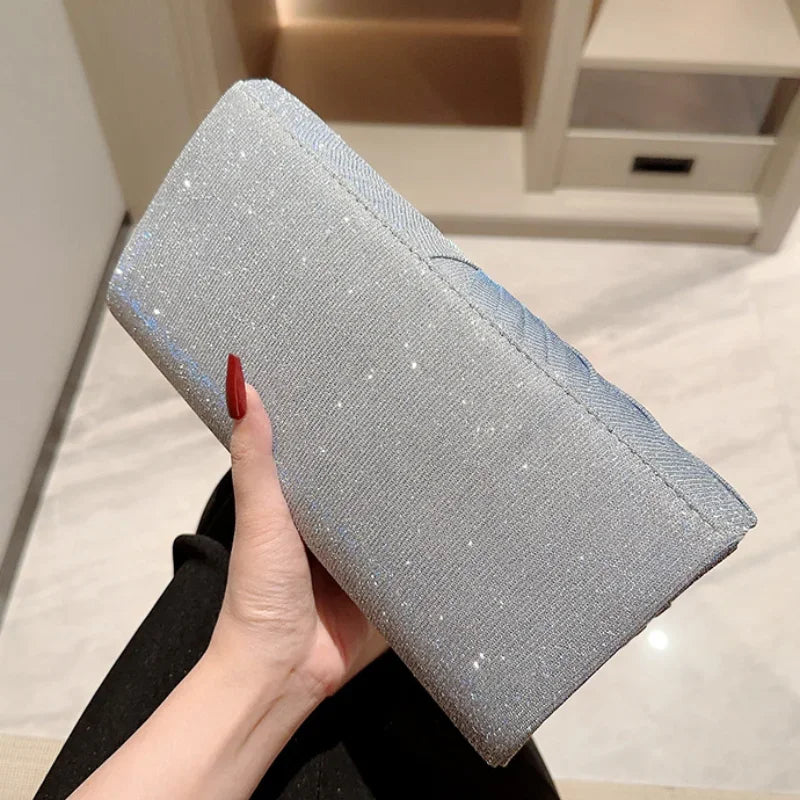 Pochette luxe soiree argent verso