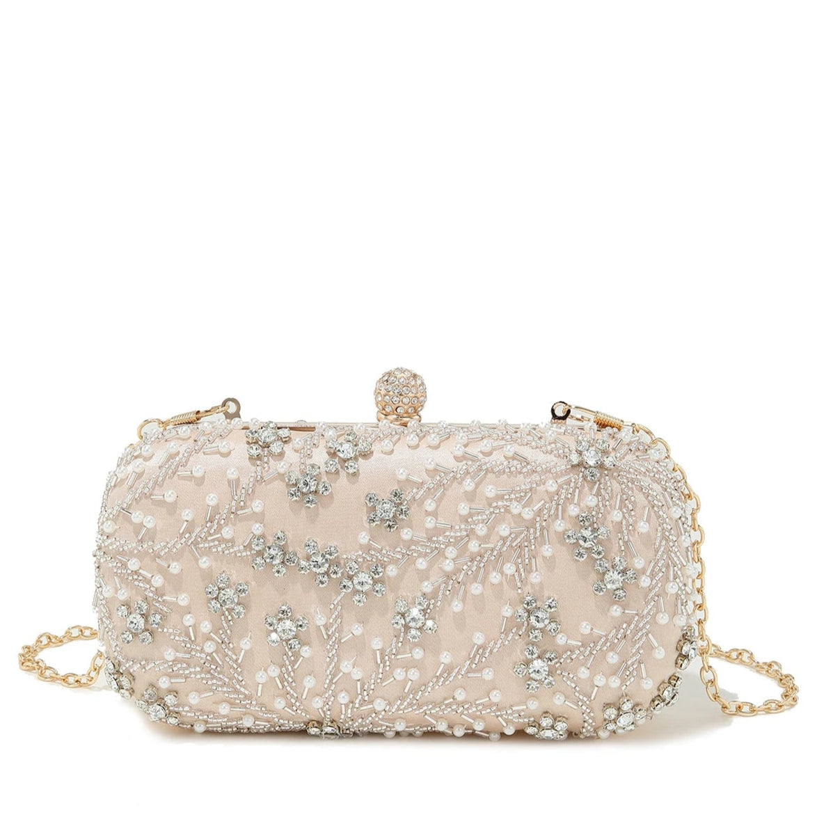 Pochette mariage bandoulière rose poudré