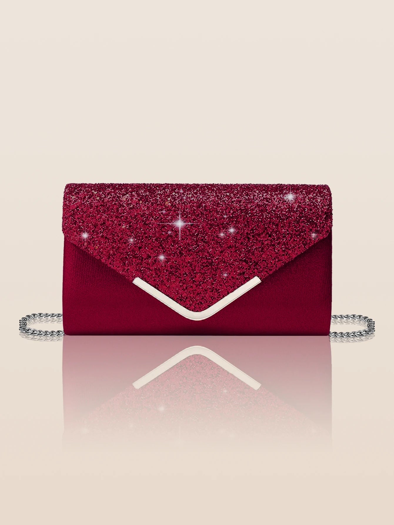 Pochette mariage femme luxe chic classe paillette rouge