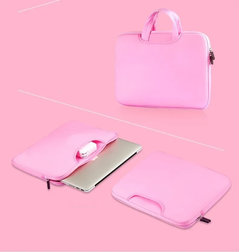Pochette ordi  rose visuel face et plat