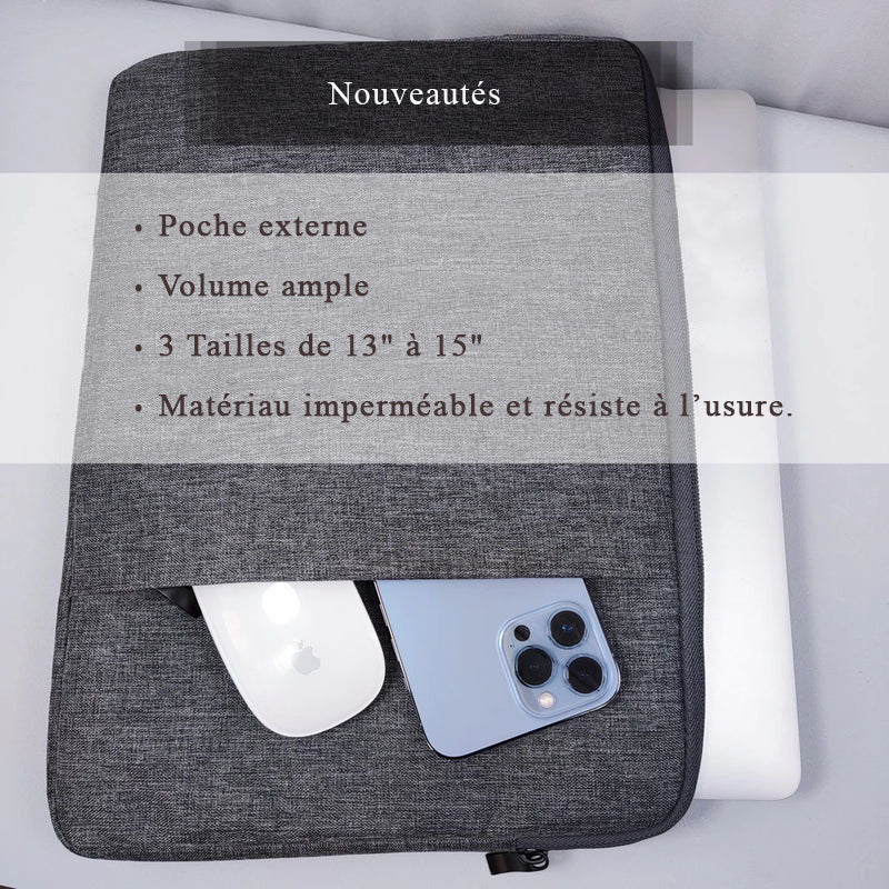 Pochette ordinateur 13 14 15  16 pouces détails 