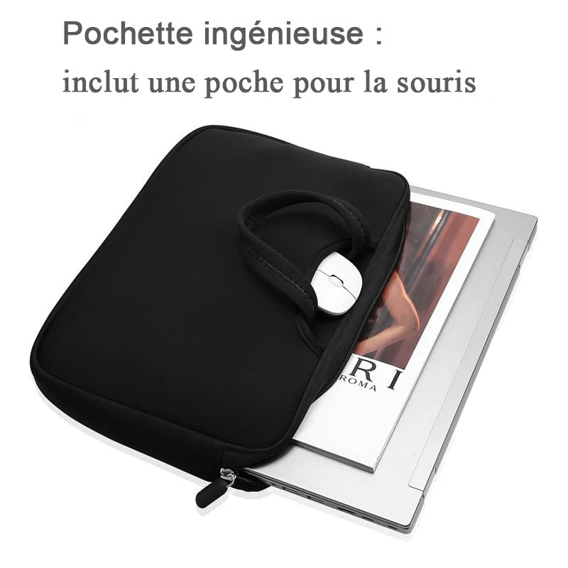 Pochette ordinateur 13 pouces Coloris  noire poche pour souris